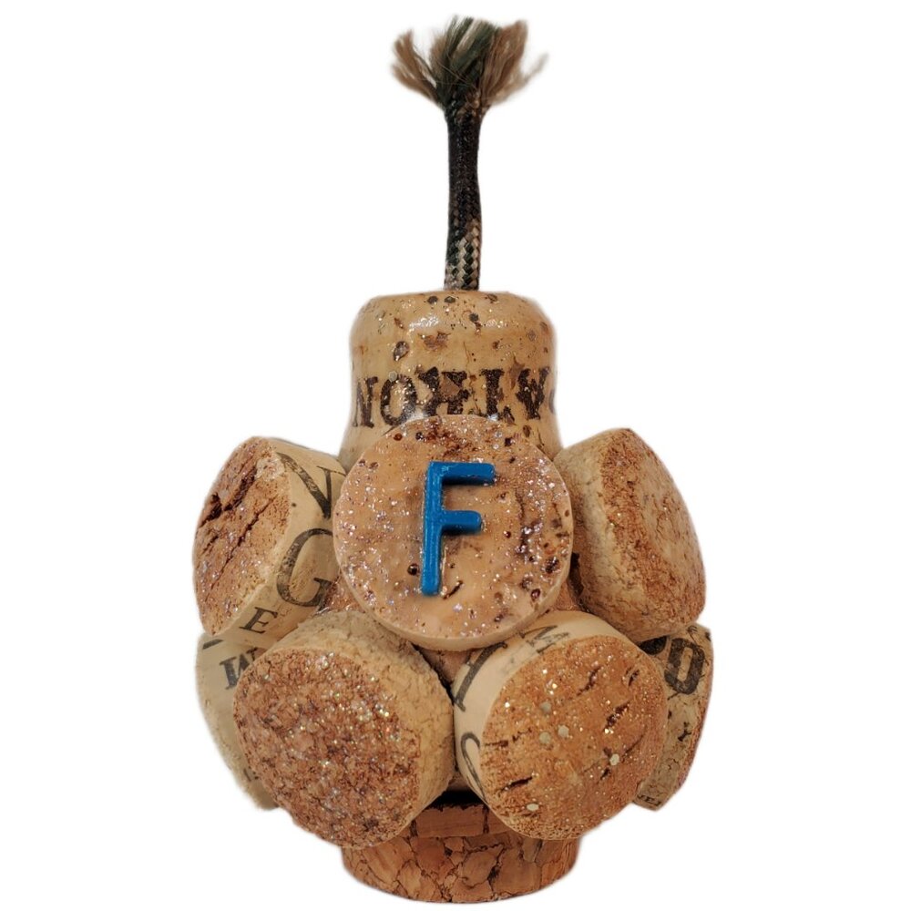 Handmade Wine Cork "F Bomb" Novelty Sculpture - Upcycled Punny Desk Decor